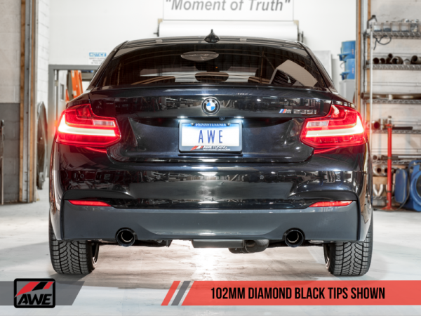 AWE Tuning BMW F22 M235i   M240i Touring Edition Axle-Back Exhaust - Diamond Black Tips (102mm) For Sale