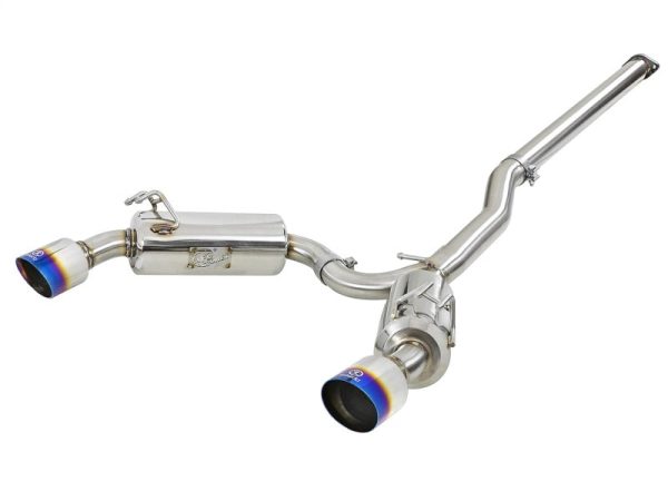 aFe Takeda 3in. to 2.5in. 304 SS C B Exhaust 08-15 Mitsubishi EVO I4-2.0L (t) - Blue Flamed Tips Sale