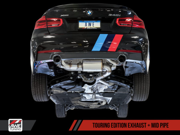 AWE Tuning BMW F3X 340i Touring Edition Axle-Back Exhaust - Diamond Black Tips (90mm) Cheap