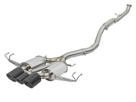 aFe POWER Takeda 2-1 2in to 2-1 4in 304SS Catback Dual-Exit Exhaust 17+ Honda Civic Type R w CF Tips For Sale