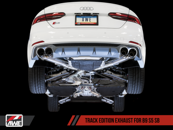 AWE Tuning Audi B9 S5 Sportback Track Edition Exhaust - Non-Resonated (Silver 102mm Tips) For Sale