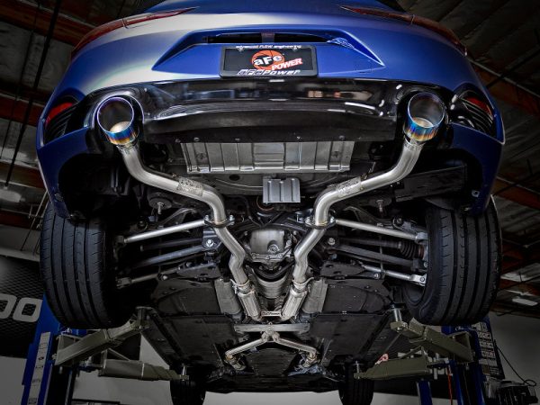 aFe POWER Takeda 2.5in 304 SS CB Exhaust w  Blue Flame Tips 17-19 Infiniti Q60 V6-3.0L (tt) Discount