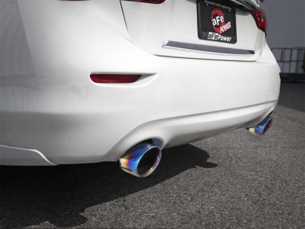 aFe Takeda 2.5in 304 SS Axle-Back Exhaust w  Blue Flame Tips 16-18 Infiniti Q50 V6-3.0L (tt) Hot on Sale