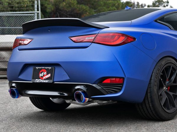 aFe POWER Takeda 2.5in 304 SS CB Exhaust w  Blue Flame Tips 17-19 Infiniti Q60 V6-3.0L (tt) Discount