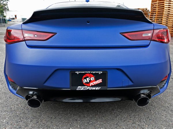 aFe POWER Takeda 2.5in 304 SS CB Exhaust w  Black Tips 17-19 Infiniti Q60 V6-3.0L (tt) For Sale